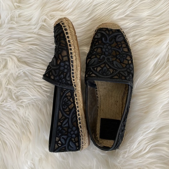 Tory Burch Lucia Lace Espadrille Flat Tory Navyblack - Picture 3 of 9